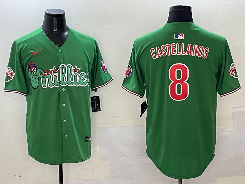 Men Philadelphia Phillies #8 Castellanos Green Three generations Joint Name Game 2025 Nike MLB Jersey style 6